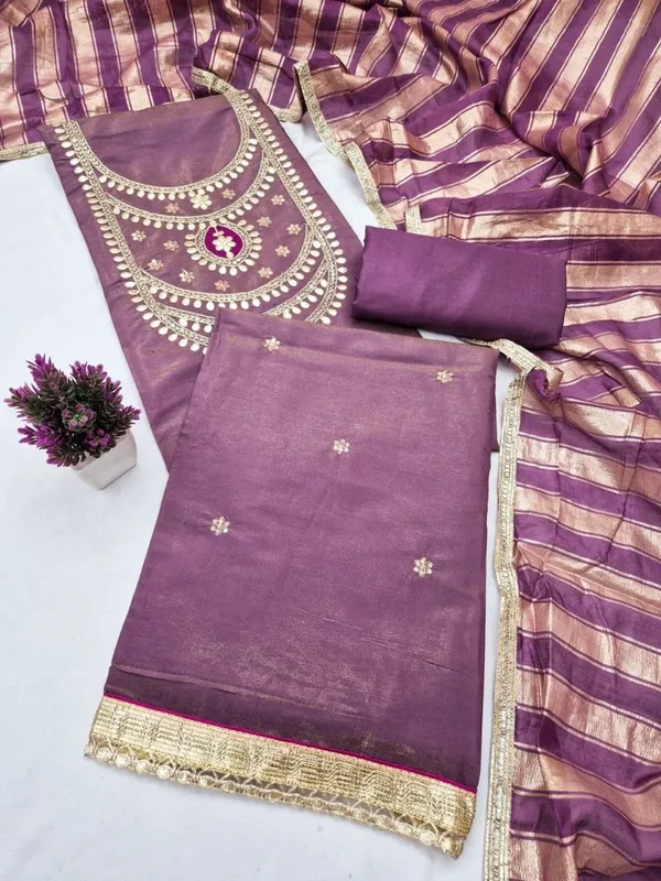 Purple_Silk_Embroidered_Zari_Unstitched_Suit_Material_For_Women