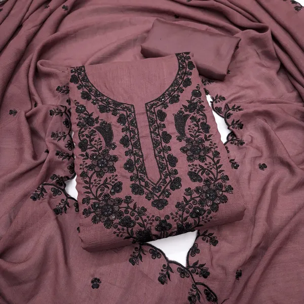 Silk_Ethnic_Thread_Embroidered_Brown_Unstitched_Suit_Material
