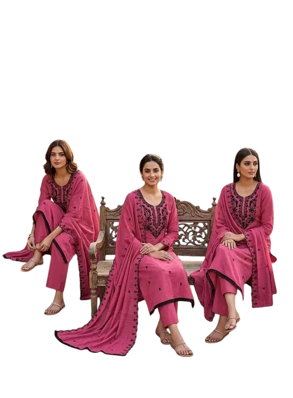 Pink_Silk_Thread_Embroidered_Unstitched_Suit_Material_For_Women