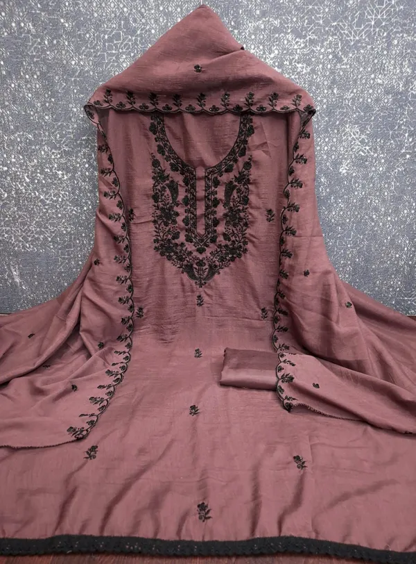 Silk_Ethnic_Thread_Embroidered_Brown_Unstitched_Suit_Material