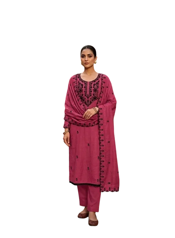 Pink_Silk_Thread_Embroidered_Unstitched_Suit_Material_For_Women