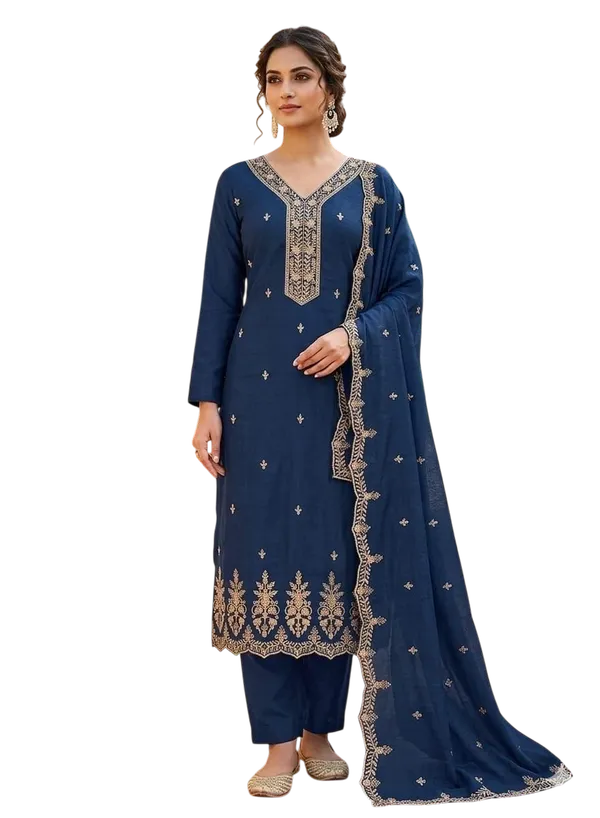 Blue_Silk_Embroidered_Unstitched_Suit_Material_For_Women