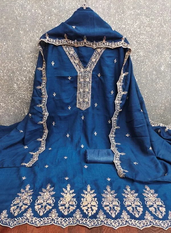 Blue_Silk_Embroidered_Unstitched_Suit_Material_For_Women