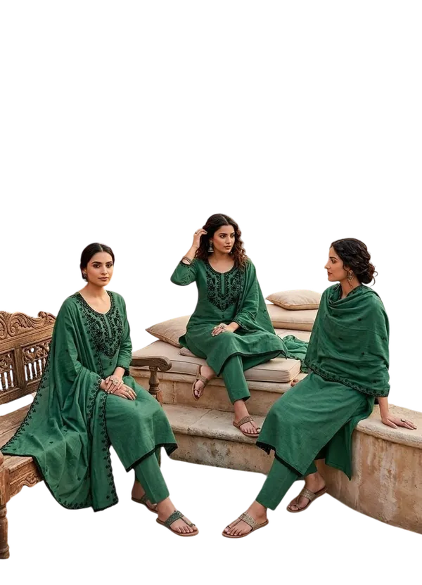 Silk_Festive_Floral_Embroidered_Green_Suit_Material