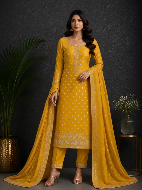 Yellow_Silk_Butti_Woven_Unstitched_Suit_Material_For_Women
