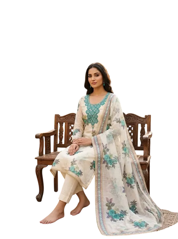 Blue_Silk_Floral_Printed_Unstitched_Suit_Material_For_Women