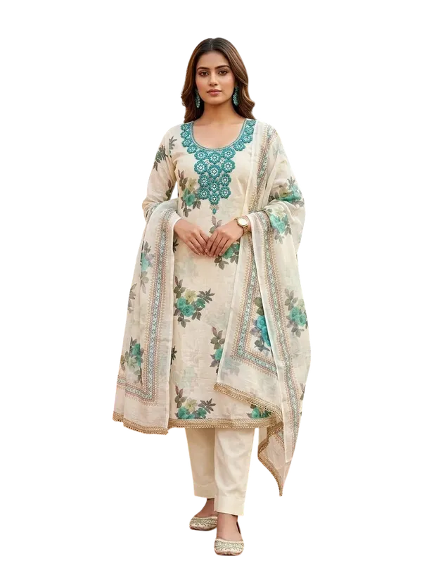 Blue_Silk_Floral_Printed_Unstitched_Suit_Material_For_Women