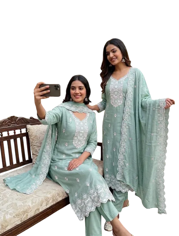 Blue_Cotton_Floral_Embroidered_Unstitched_Suit_Material_For_Women