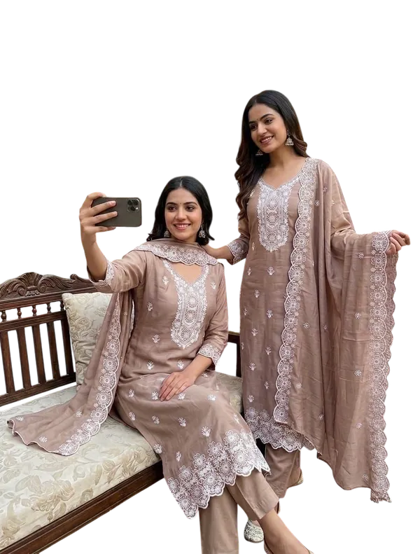 Brown_Cotton_Floral_Embroidered_Unstitched_Suit_Material_For_Women
