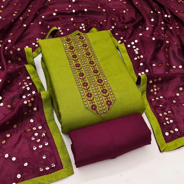 Silk_Festive_Embroidered_Olive_Green_Suit_Material