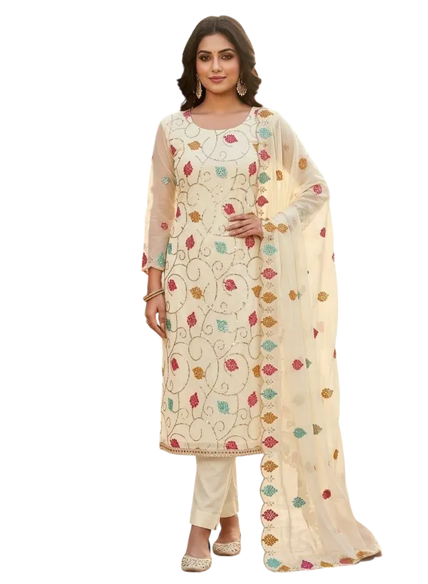 Cream_Silk_Floral_Embroidered_Unstitched_Suit_Material_For_Women