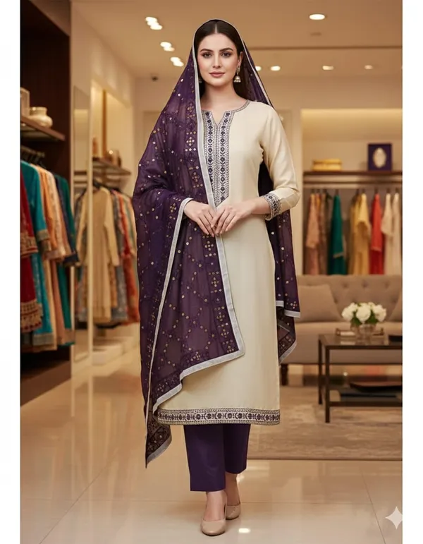 Cream_Silk_Embroidered_Unstitched_Suit_Material_For_Women