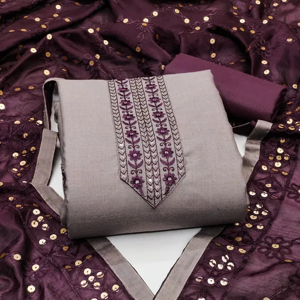 Wine_Purple_Silk_Embroidered_Foil_Print_Unstitched_Suit_Material_For_Women