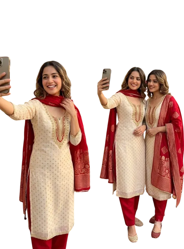 Cream_Red_Silk_Embroidered_Unstitched_Suit_Material_For_Women