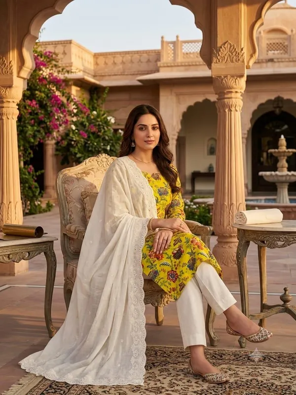 Mustard_Cotton_Floral_Printed_Unstitched_Suit_Material_For_Women