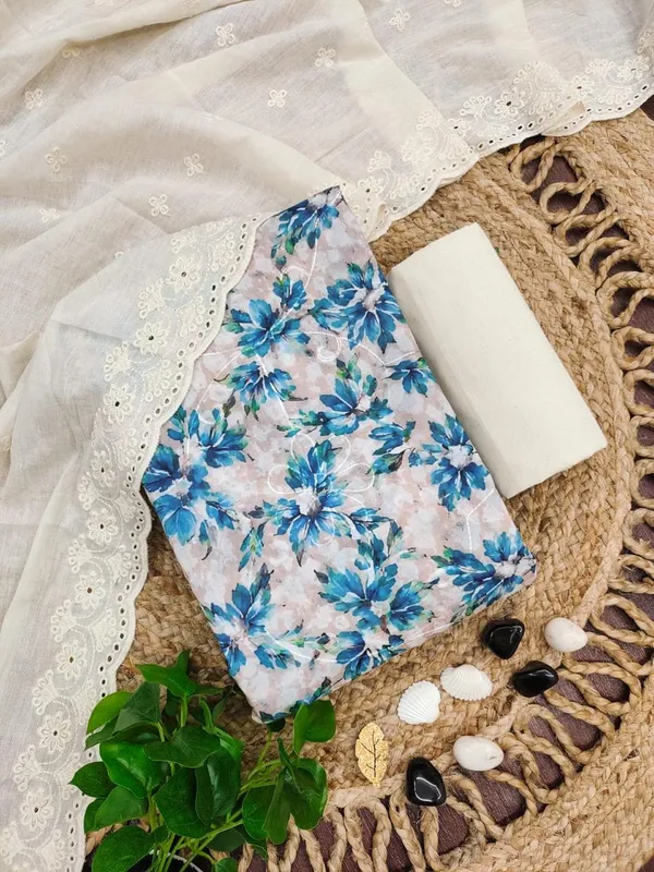 Blue_Cotton_Floral_Print_Unstitched_Suit_Material_For_Women