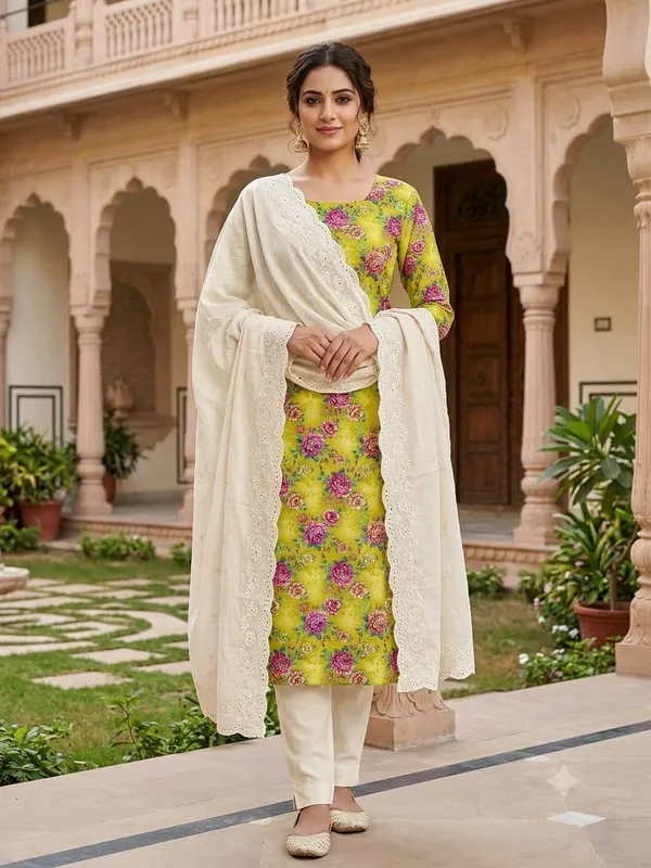 Yellow_Cotton_Floral_Printed_Unstitched_Suit_Material_For_Women