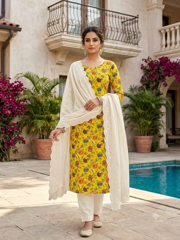 Mustard_Cotton_Floral_Printed_Unstitched_Suit_Material_For_Women