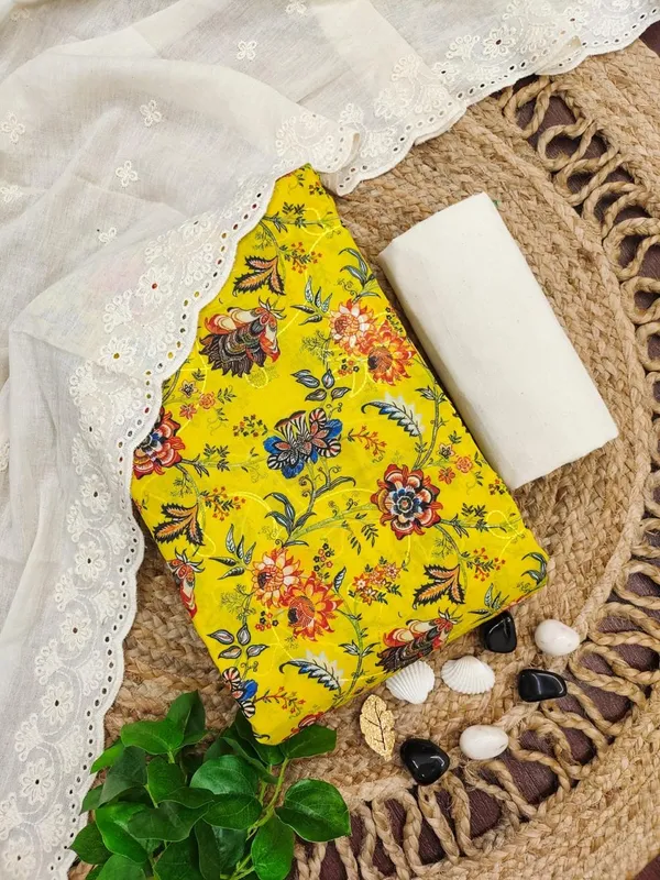Mustard_Cotton_Floral_Printed_Unstitched_Suit_Material_For_Women