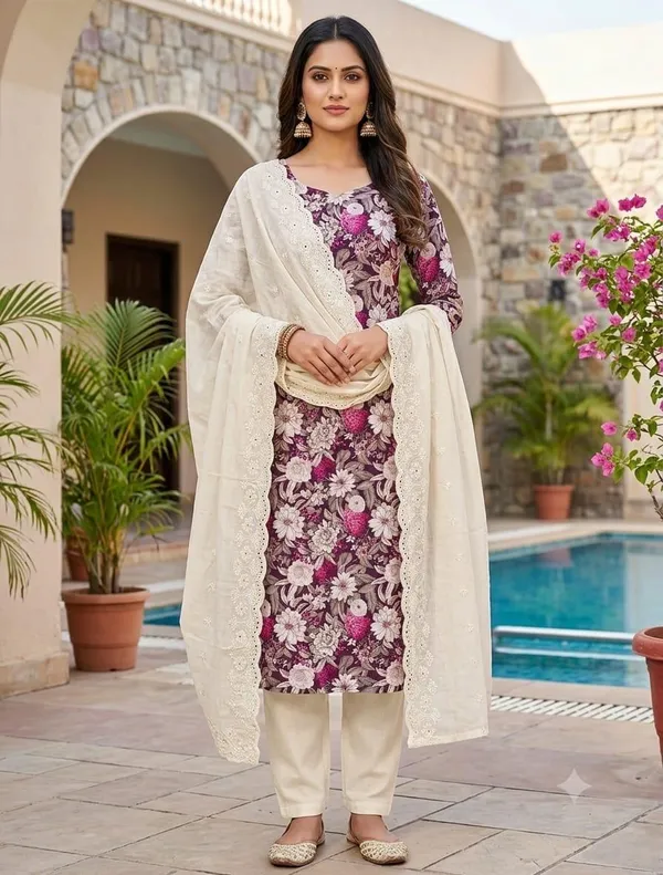 Purple_Cotton_Floral_Unstitched_Suit_Material_For_Women