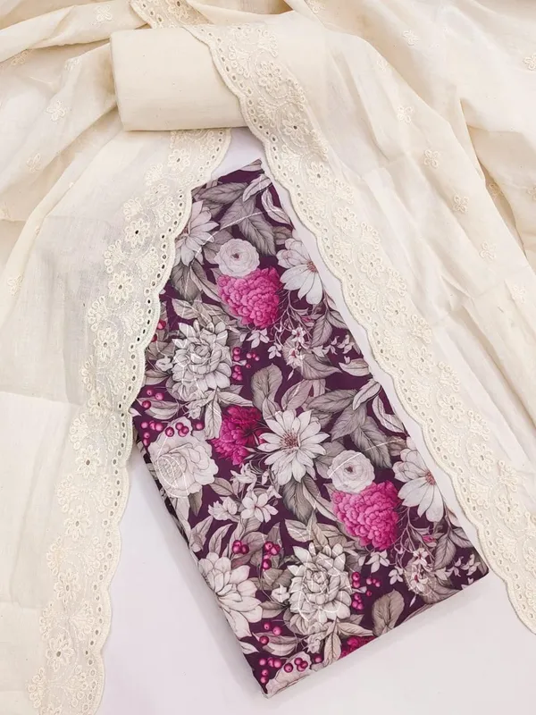 Purple_Cotton_Floral_Unstitched_Suit_Material_For_Women