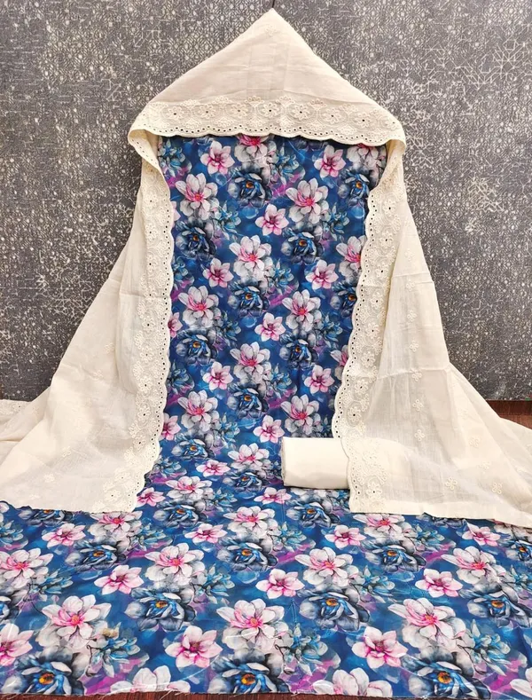 Dark_Blue_Cotton_Floral_Unstitched_Suit_Material_For_Women