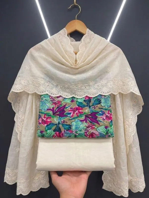 Green_Cotton_Floral_Print_Unstitched_Suit_Material_For_Women