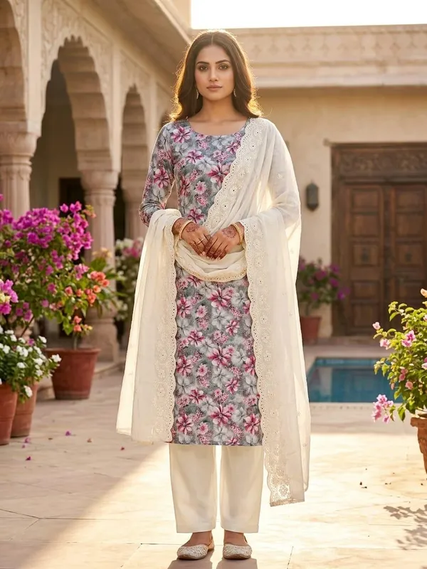 Brown_Cotton_Floral_Printed_Unstitched_Suit_Material_For_Women
