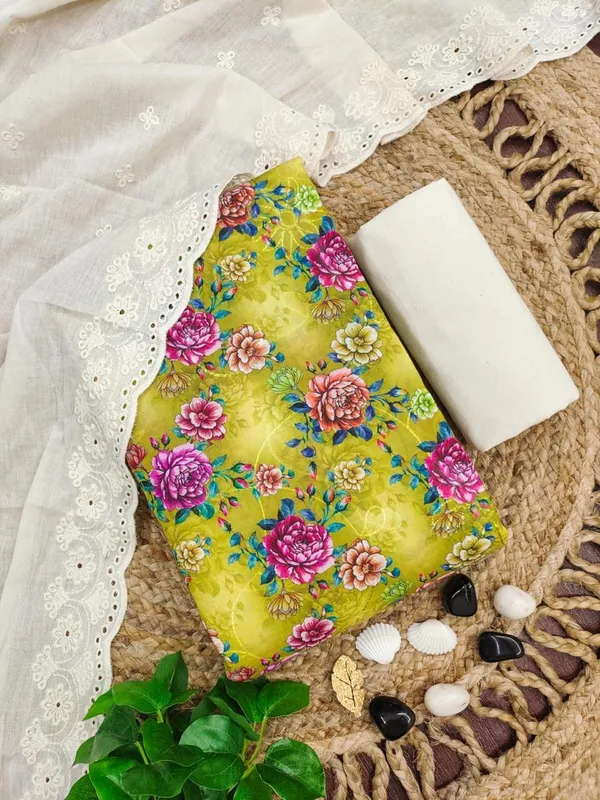 Yellow_Cotton_Floral_Printed_Unstitched_Suit_Material_For_Women