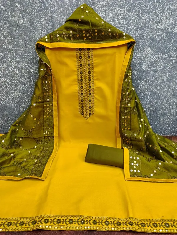 Silk_Festive_Embroidered_Mustard_Yellow_Olive_Green_Suit_Material