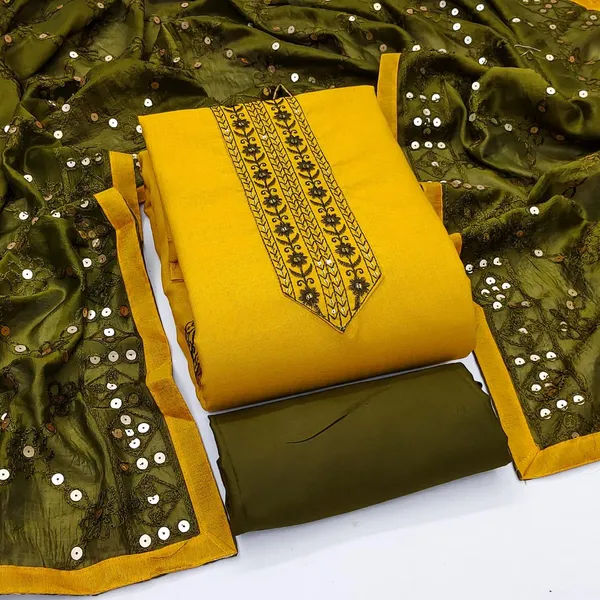 Silk_Festive_Embroidered_Mustard_Yellow_Olive_Green_Suit_Material