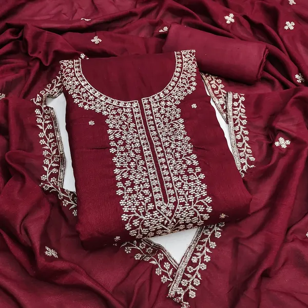 Red_Silk_Zari_Embroidered_Unstitched_Suit_Material_For_Women