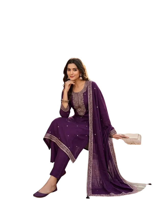 Purple_Silk_Zari_Embroidered_Unstitched_Suit_Material_For_Women
