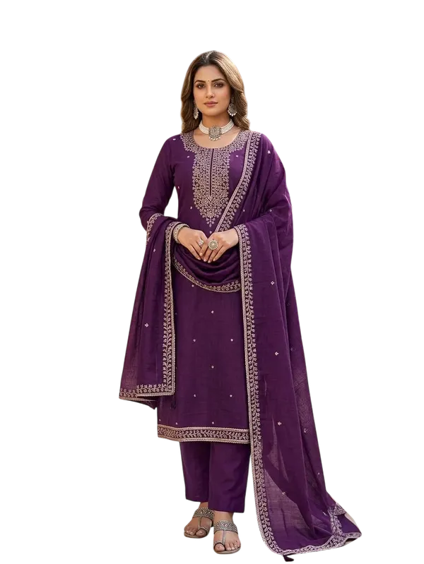 Purple_Silk_Zari_Embroidered_Unstitched_Suit_Material_For_Women