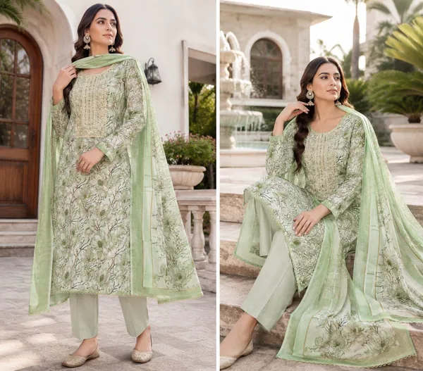 Green_Silk_Floral_Embroidered_Unstitched_Suit_Material_For_Women