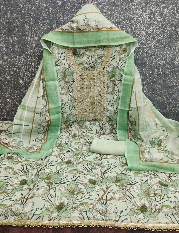 Green_Silk_Floral_Embroidered_Unstitched_Suit_Material_For_Women