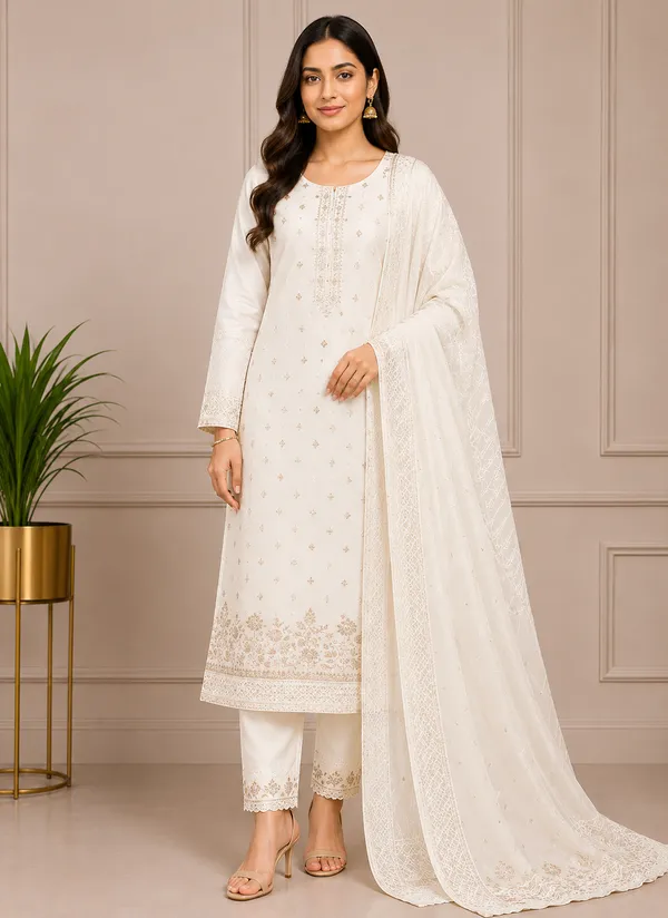 Silk_Ethnic_Polka_Print_White_Unstitched_Suit_Material