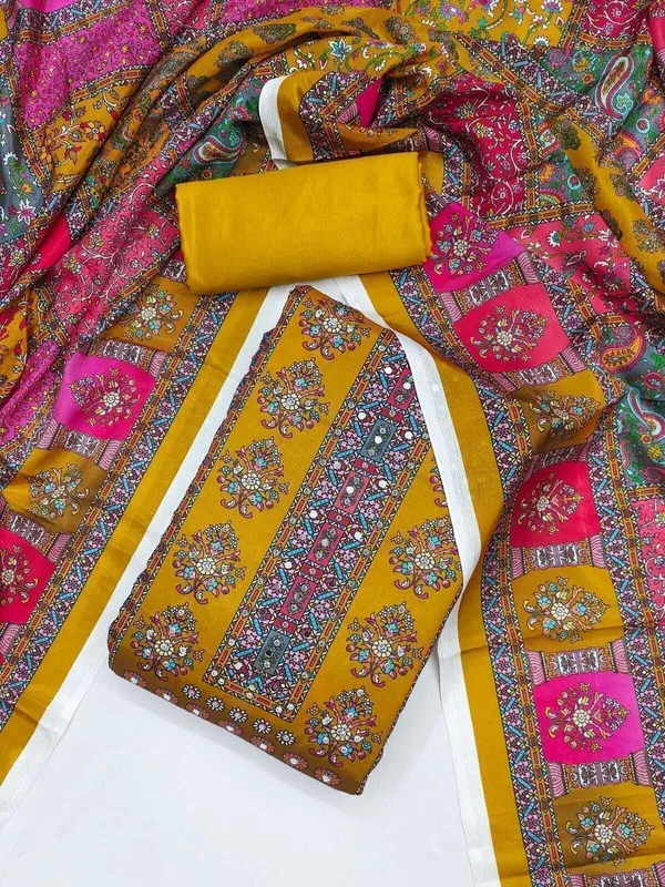 Yellow_Polyester_Self_Design_Unstitched_Suit_Material_For_Women