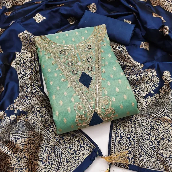 Blue_Silk_Embroidered_Unstitched_Suit_Material_For_Women