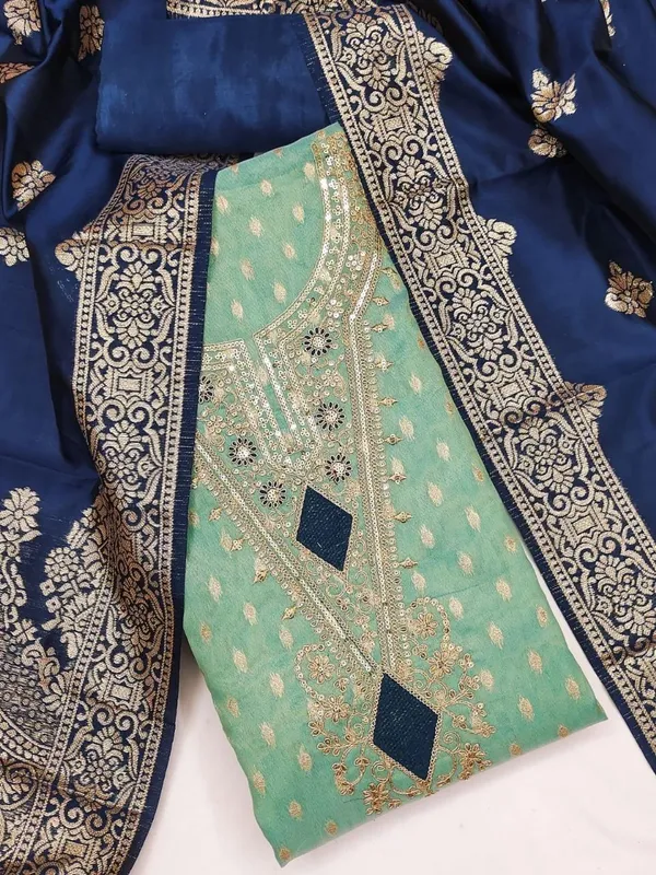 Blue_Silk_Embroidered_Unstitched_Suit_Material_For_Women