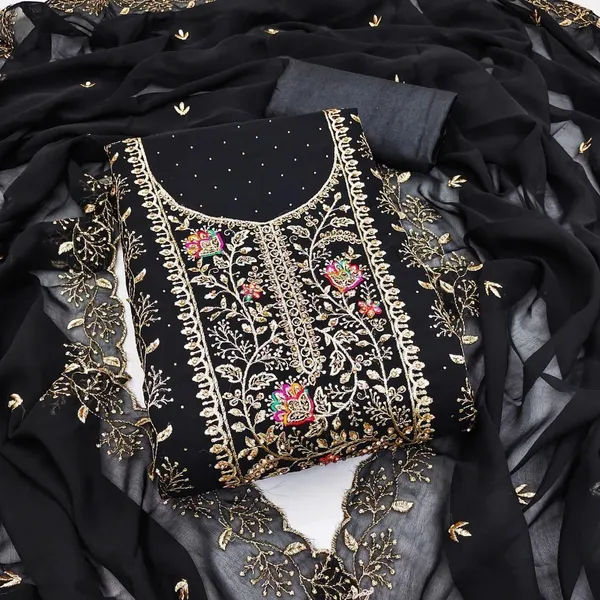 Georgette_Festive_Embroidered_Black_Suit_Material
