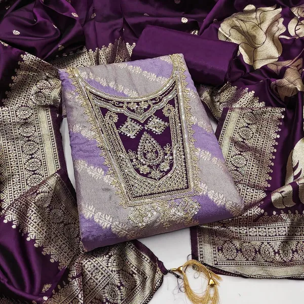Pure_Silk_Festive_Solid_Purple_Kurta_Churidar_Material