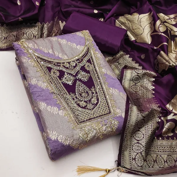 Pure_Silk_Festive_Solid_Purple_Kurta_Churidar_Material