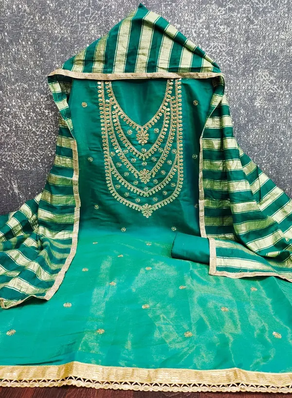 Green_Pure_Silk_Solid_Unstitched_Kurta_And_Churidar_Material_For_Women