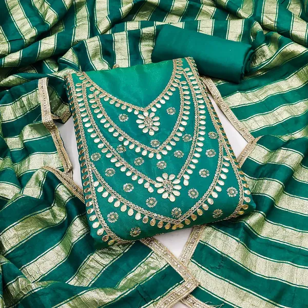Green_Pure_Silk_Solid_Unstitched_Kurta_And_Churidar_Material_For_Women