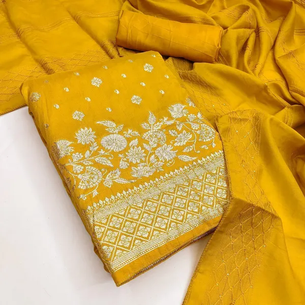Yellow_Silk_Butti_Woven_Unstitched_Suit_Material_For_Women