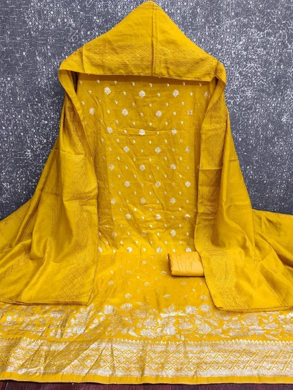 Yellow_Silk_Butti_Woven_Unstitched_Suit_Material_For_Women