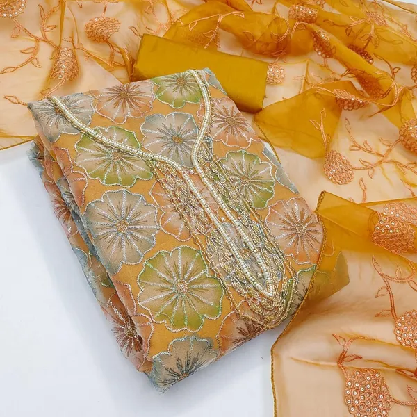 Yellow_Cotton_Blend_Printed_Unstitched_Suit_Material_For_Women