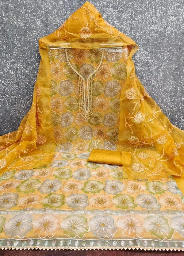 Yellow_Cotton_Blend_Printed_Unstitched_Suit_Material_For_Women