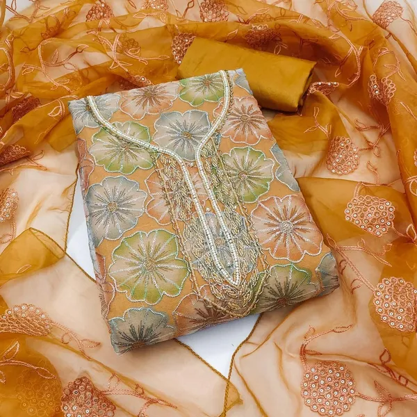 Yellow_Cotton_Blend_Printed_Unstitched_Suit_Material_For_Women